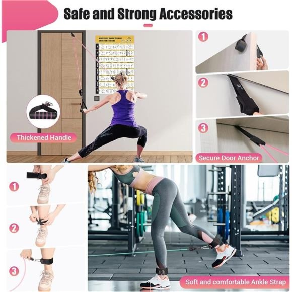 Resistance Bands with Handles for Women, 5 Level Exercise Bands Workout Bands - Picture 2 of 6